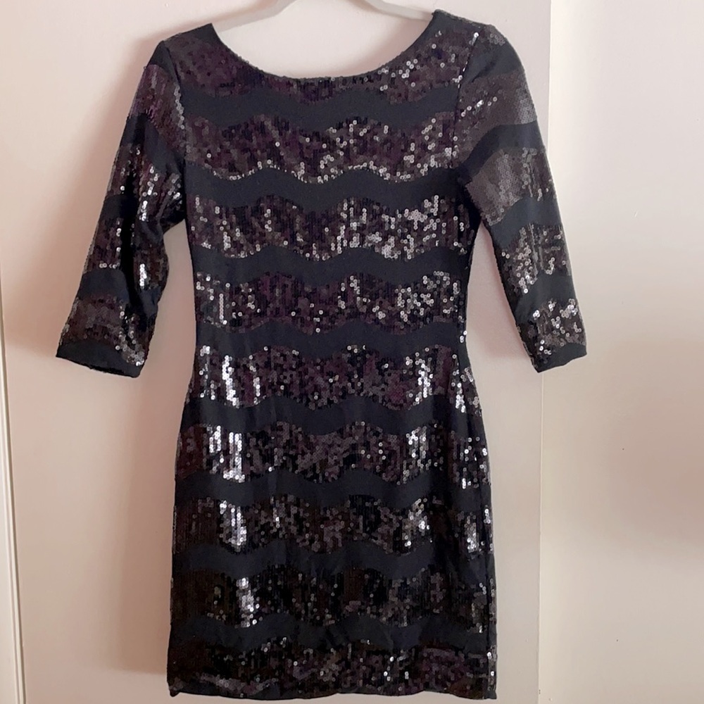 Black sequined dress with scoop back